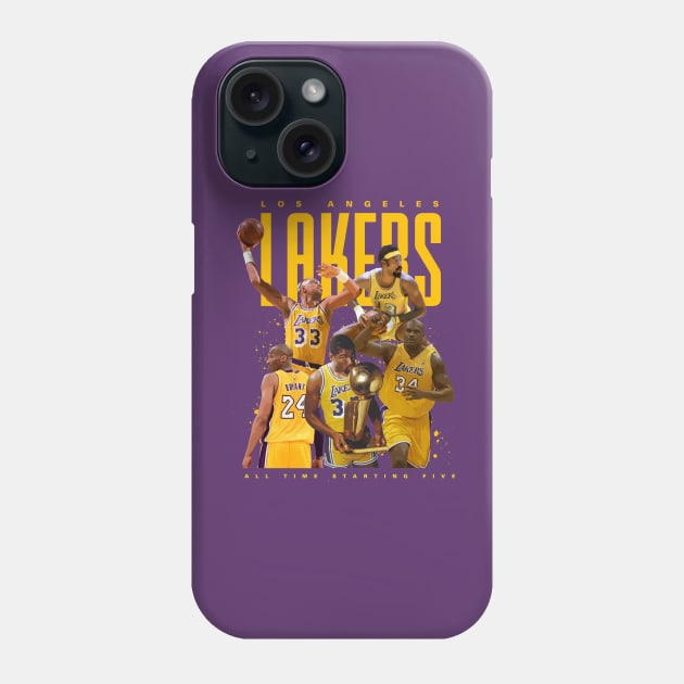 Los Angeles Lakers All Time Starting Five Phone Case by Juantamad