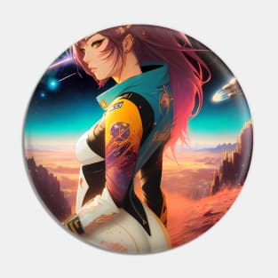 Abstract Space Anime Style Girl, Sticker, Tshirt and Accessories Pin