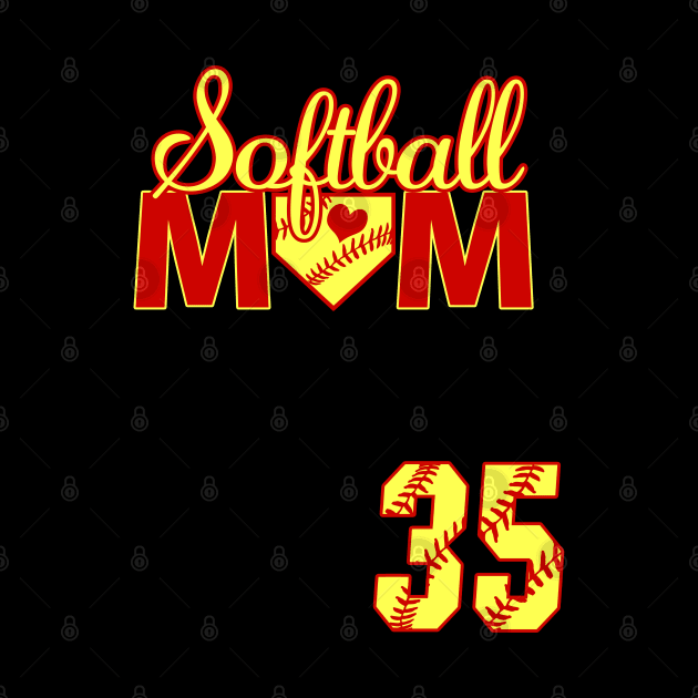 Softball Mom #35 Softball Jersey Favorite Player Biggest Fan Heart Softball Jersey by TeeCreations