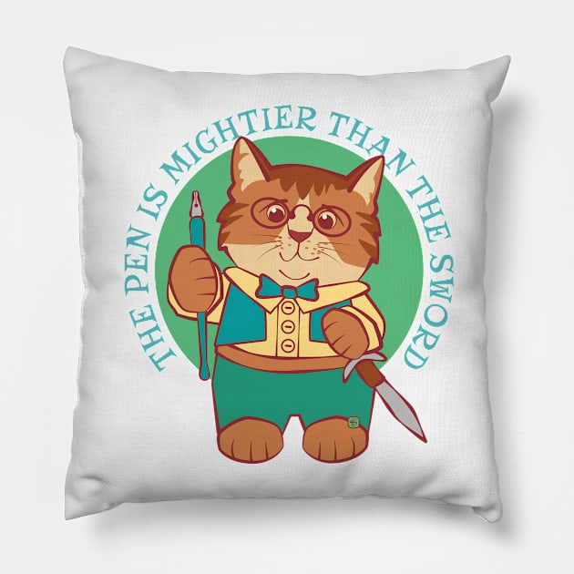Pen is Mightier than the Sword Pillow by Sue Cervenka