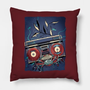 Blue boom box underwater and fishes Pillow