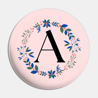 Alphabet A Watercolor Monogram Pin