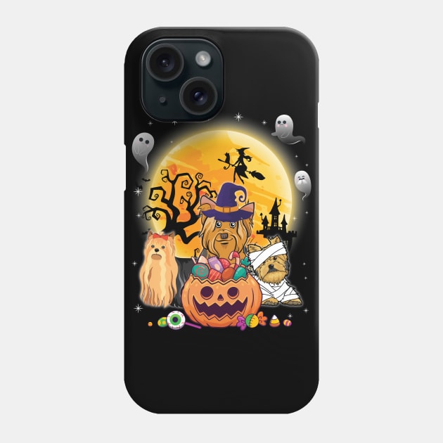 Yorkie Dog Mummy Witch Moon Ghosts Happy Halloween Thanksgiving Merry Christmas Day Phone Case by joandraelliot