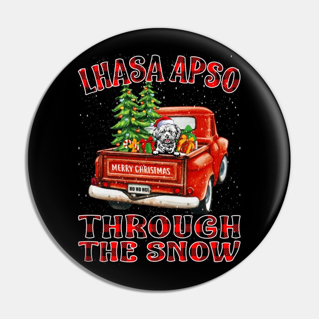 Christmas Lhasa Apso Through The Snow Dog Santa Truck Tree Pin by intelus