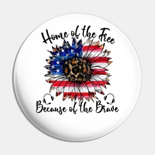 Home of the Free Because of the Brave 911 Dispatcher Gift for 4th of July Pin