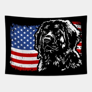 Leonberger Mom Dad American Flag patriotic dog Tapestry