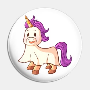 Cute Halloween Unicorn in Ghost Costume Pin