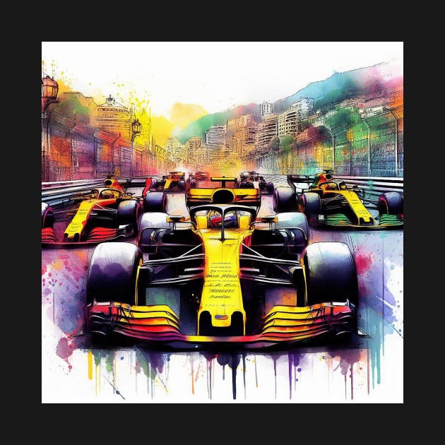 Artistic illustration of high speed racing cars in Monte Carlo by WelshDesigns