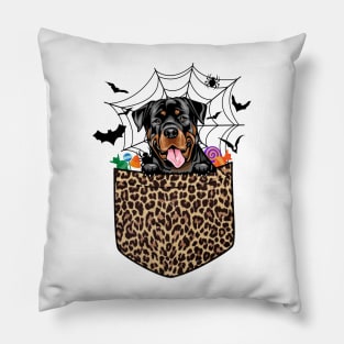 Cute Rottweiler Dog Lover Gift Leopard Rottweiler Halloween Pillow