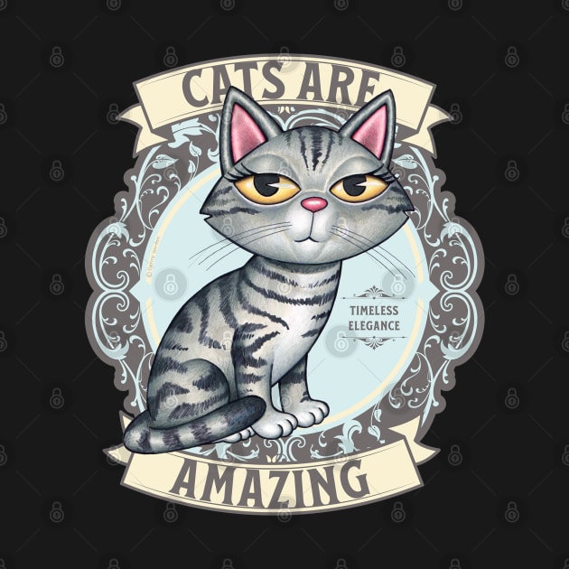 Cute Gray Kitty Cat on Silver Cats are Amazing by Danny Gordon Art