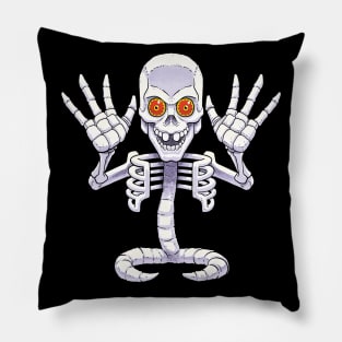 Bad To The Bone Ghost Skeleton Pillow