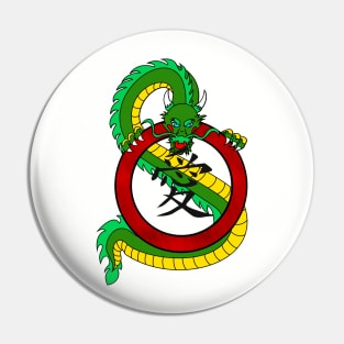 Green Dragon Protecting The Chinese Character of Love Pin