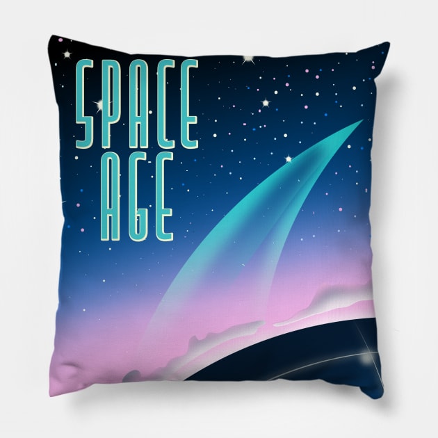 1980s space race poster Pillow by nickemporium1