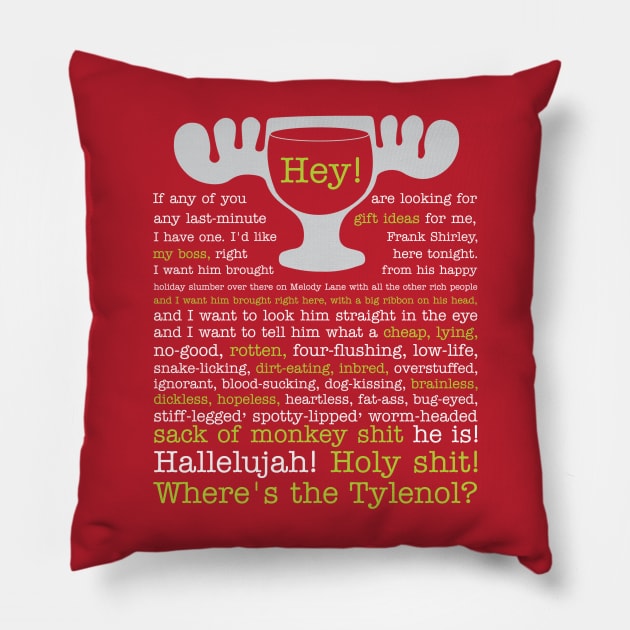 National Lampoon's Christmas Vacation Clark Griswold Hallelujah Tylenol Pillow by Pixel Paragon