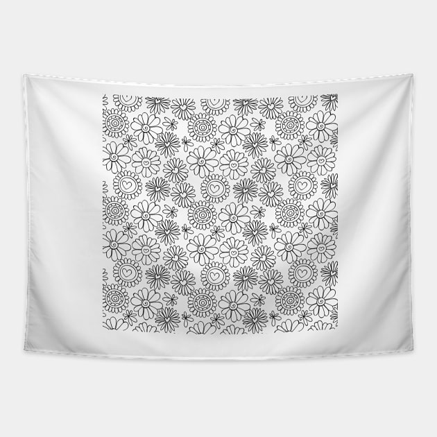 Doodle floral pattern Tapestry by katerinamk