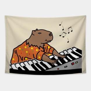 Funny Capybara Plays Piano Tapestry