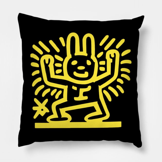 Funny Keith Haring, cat yoga Pillow by Art ucef