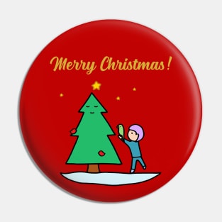 Merry Christmas - Sustainable Tree (Red) Pin