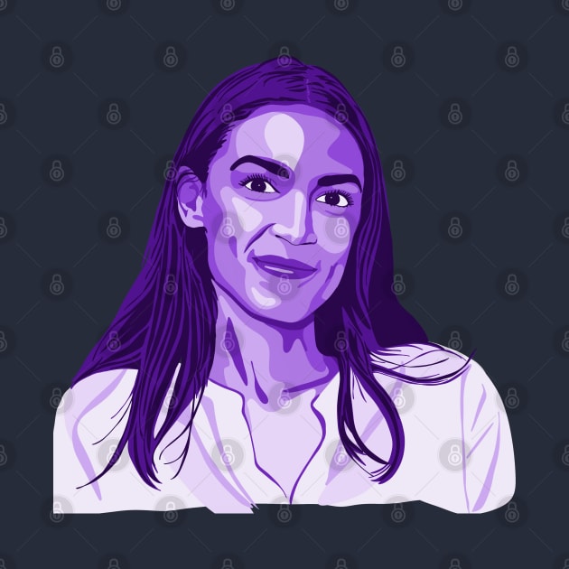 Alexandria Ocasio-Cortez Purple Portrait by Slightly Unhinged