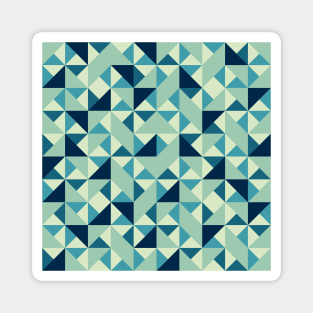 Vintage Geometric Tile Teal Blue White Magnet