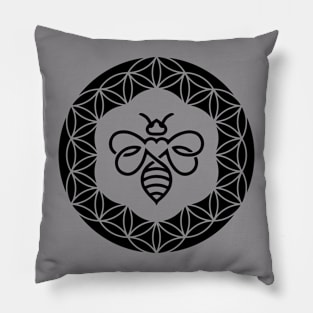 Bee with Heart - Flower of Life #2 Pillow