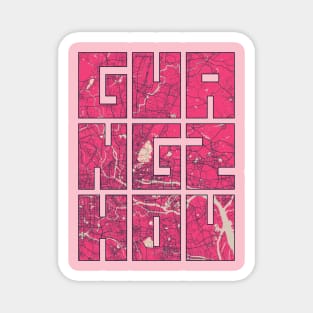 Guangzhou, Guangdong, China City Map Typography - Blossom Magnet