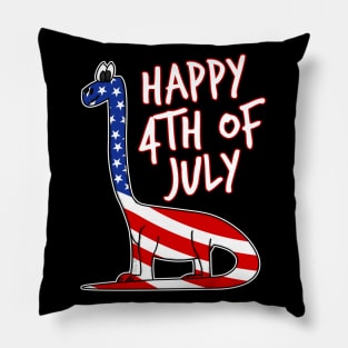 Happy 4th July Dinosaur American Flag Diplodocus Funny Pillow