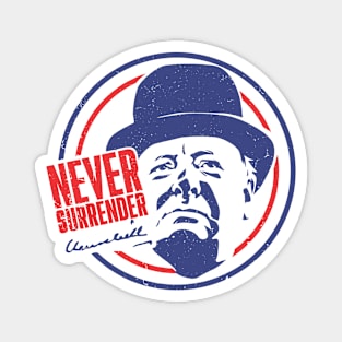 Winston Churchill - Never Surrender Vintage Magnet