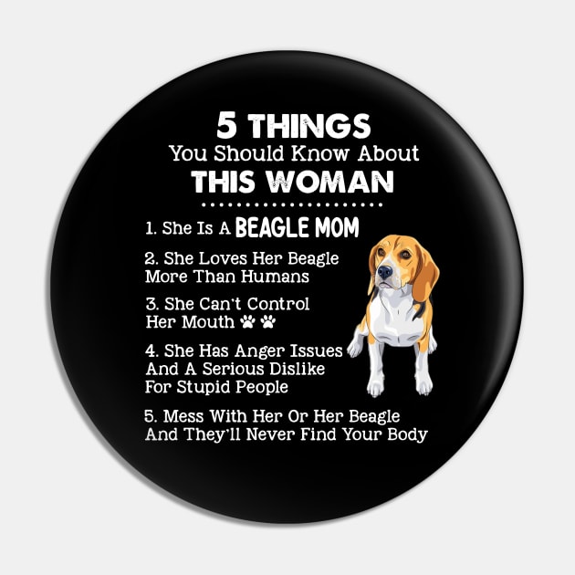 Funny Beagle Mom Gift Pin by White Martian