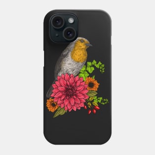 Robin on bouquet of flowers Phone Case