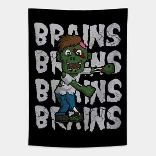 Halloween Flossing Zombie Brains Tapestry