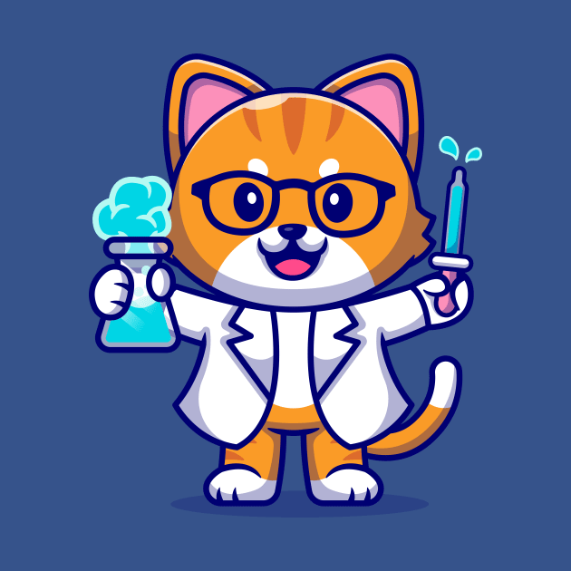 Cute Cat Scientist Cartoon by Catalyst Labs