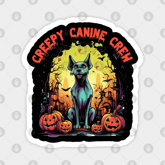 Creepy Canine Crew Dog Witch Halloween Magnet by Rosemat