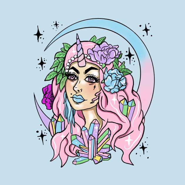 Unicorn Girl Pastel Goth Moon Maiden Crystal Cluster by LunaElizabeth