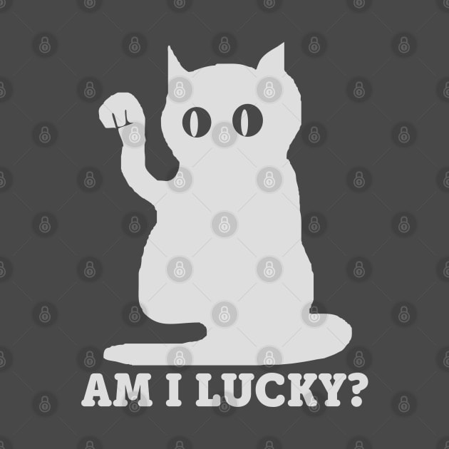 Am I Lucky? White Cat by Markyartshop