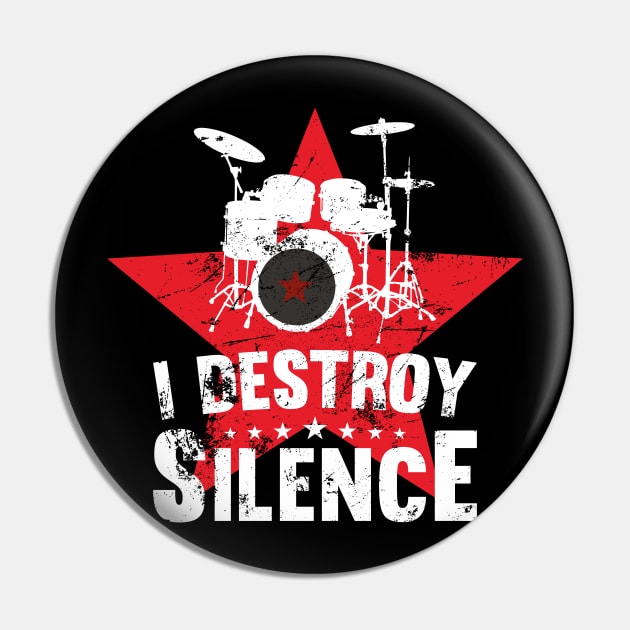 Drummer I Destroy Silence drum teacher gift idea Pin by melostore