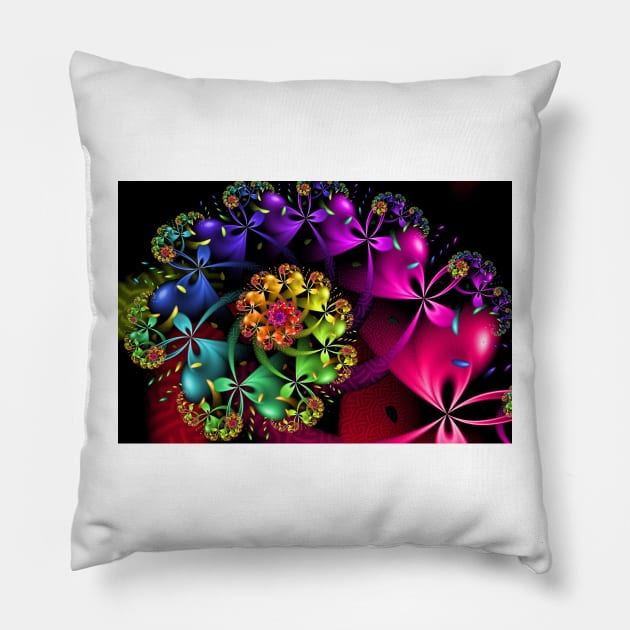 Rainbow Flowers Spiral Pillow by pinkal