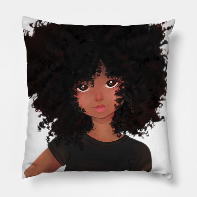 Naturally Curly Brown Skinned Woman Pillow by NaturallyBlack