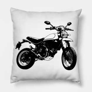 Scrambler Bike Sketch Art Pillow