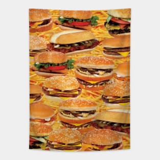 Hamburger and fries fast food extravaganza. Tapestry