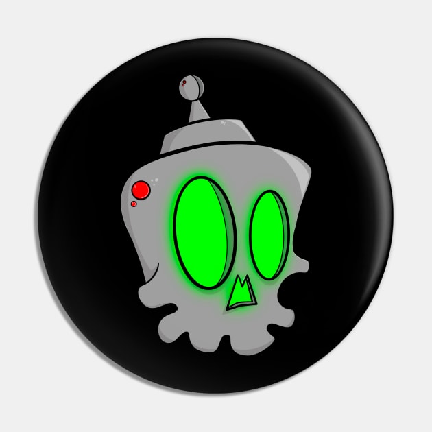 Glowing Robot Skull Pin by Skitz0j0e