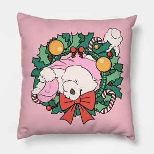 Dog with Wreath Pillow