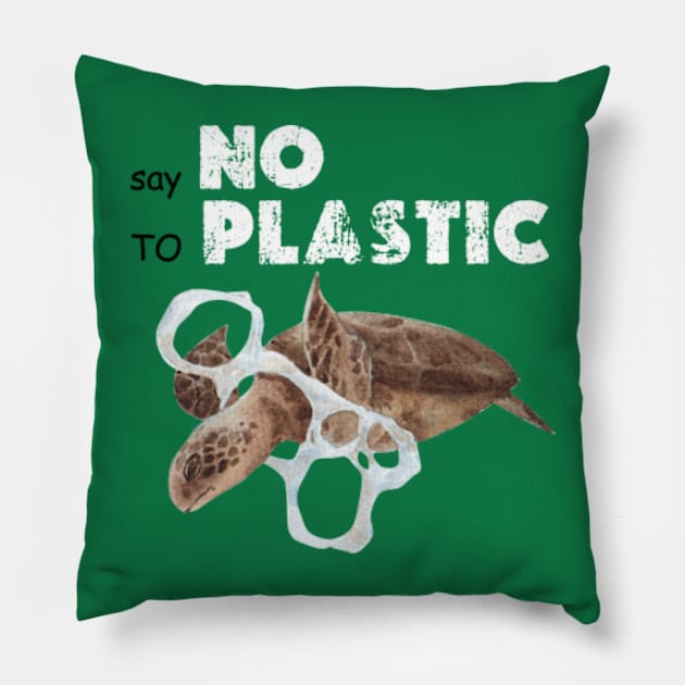 say no to plastic Pillow by graphicaesthetic ✅