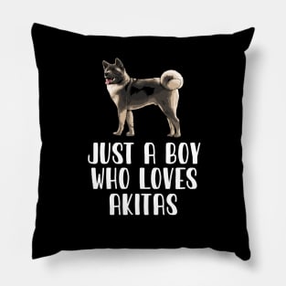 Just A Boy Who Loves Akitas Pillow