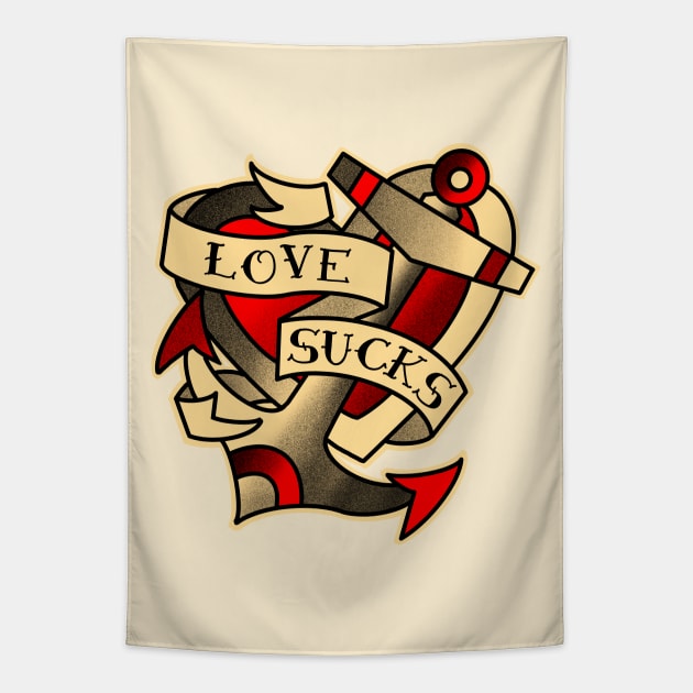 Love sucks, cynic design for a bitter and newly dumped friend Tapestry by weilertsen