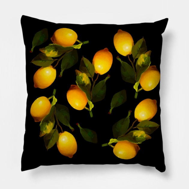 Seamless lemon pattern Pillow by shikita_a