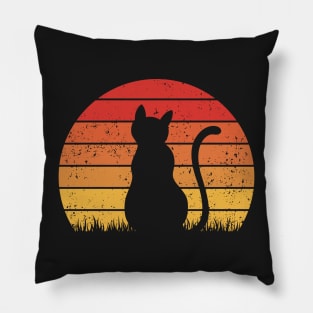 Cat Looking At Sunset Pillow