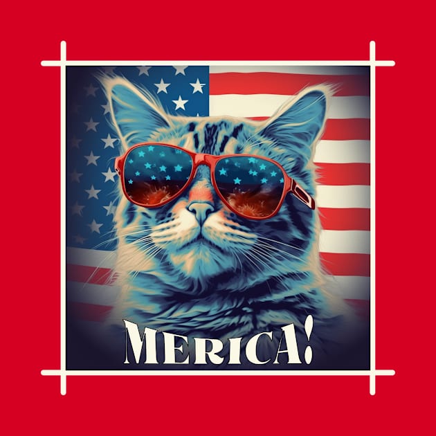 Funny Patriotic Cat MERICA! Happy Birthday America! by webbjuliannamarie@gmail.com