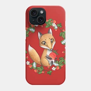 Little fox and  wild strawberries Phone Case