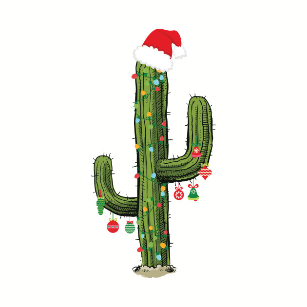 Cactus Christmas Tree Lights Wearing Santa Hat - Birthday - Baseball T ...